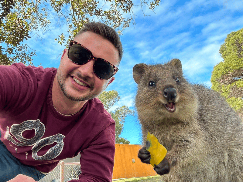 Reisender mit Quokka
