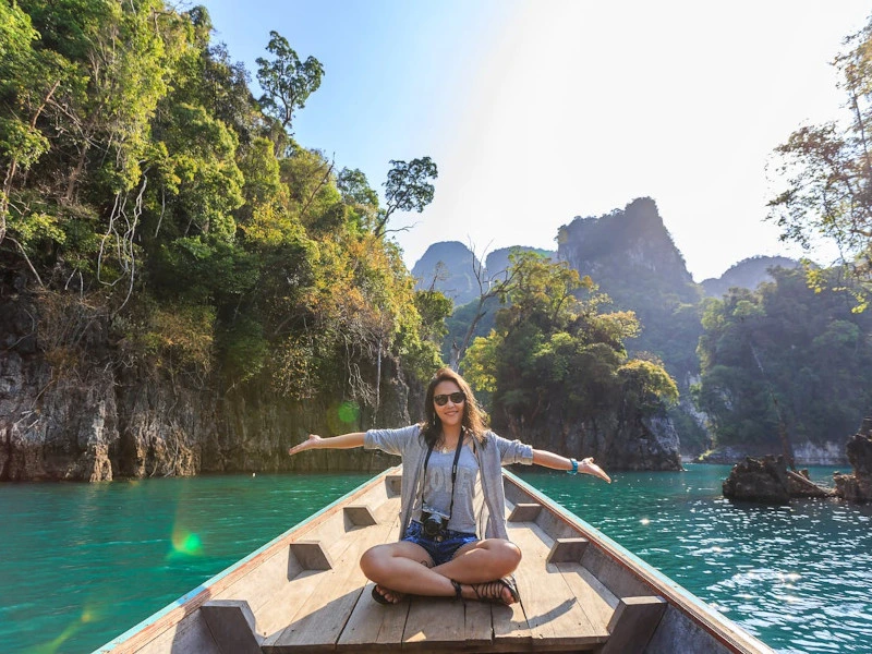 Reisende Frau in Asien