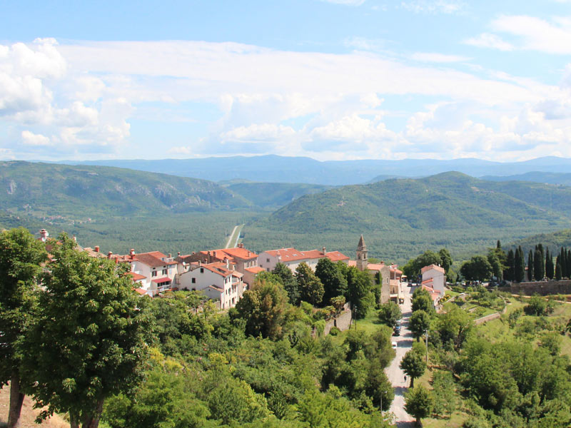 Blick auf Motovun in Kroatien