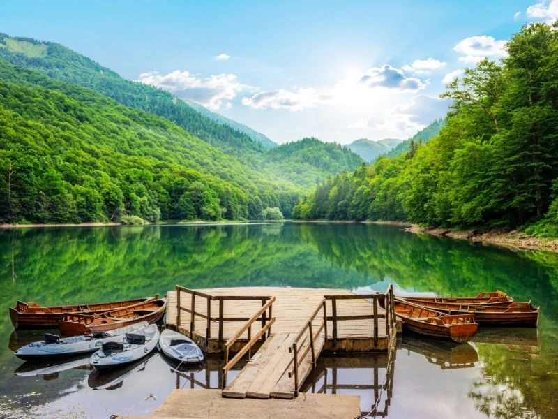 Seen von Biogradska Steeg Boote