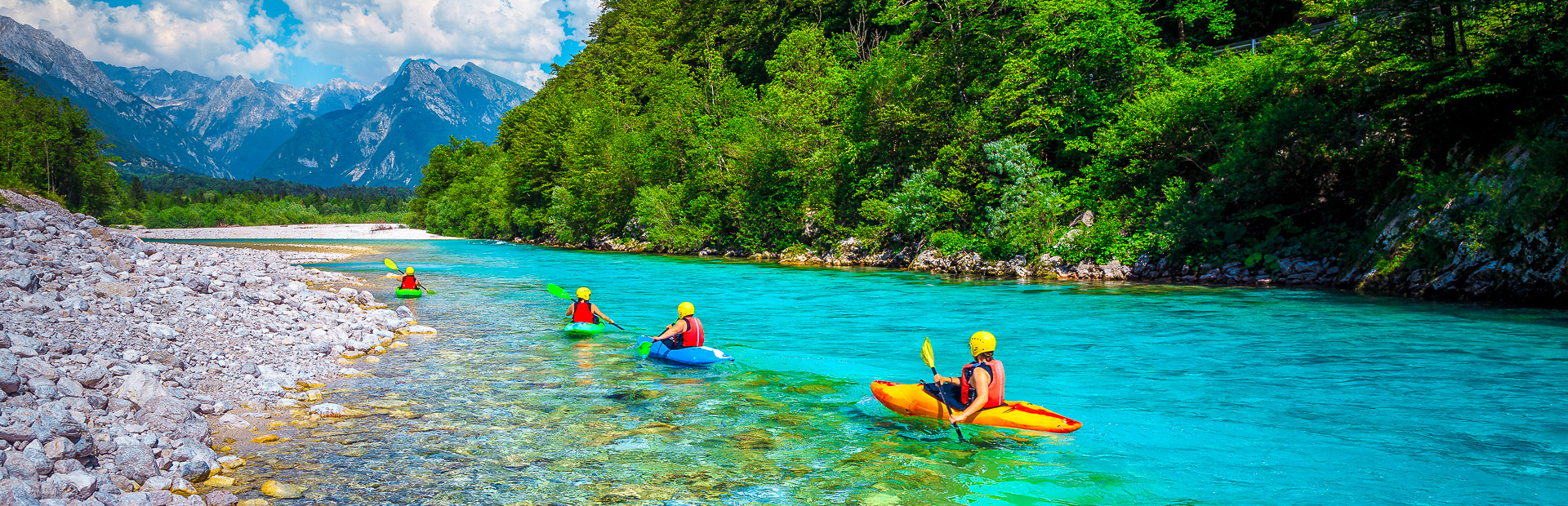 Kajaktour auf dem Soca in Slowenien