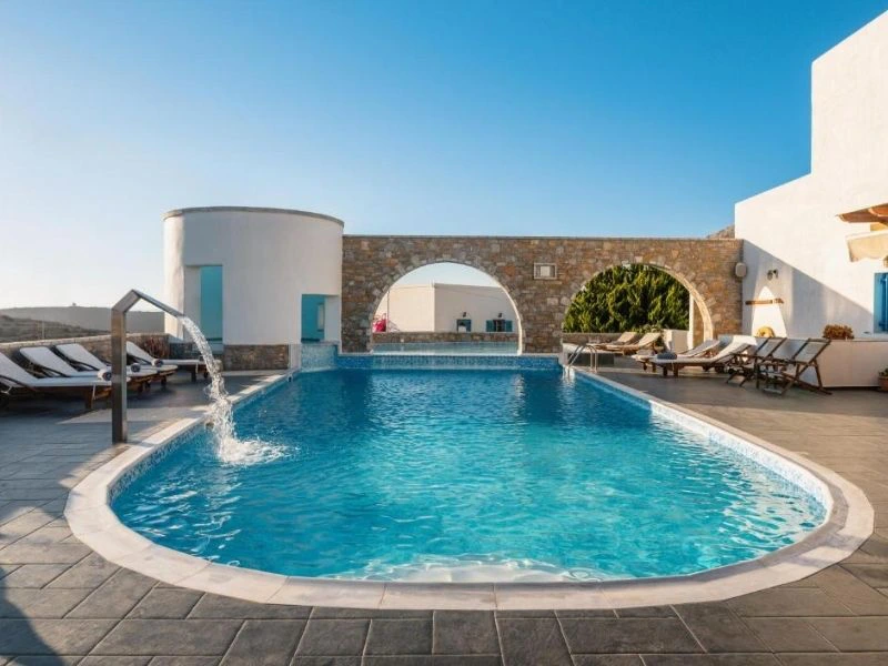 Pool der Unterkunft auf Amorgos, Griechenland