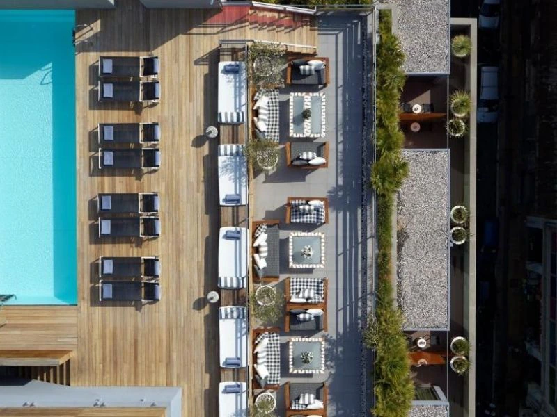 Dachterrasse des Hotels in Athen, Griechenland