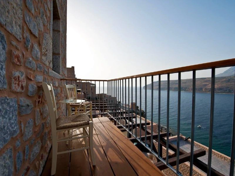 Blick aufs Meer vom Hotel in Itylo