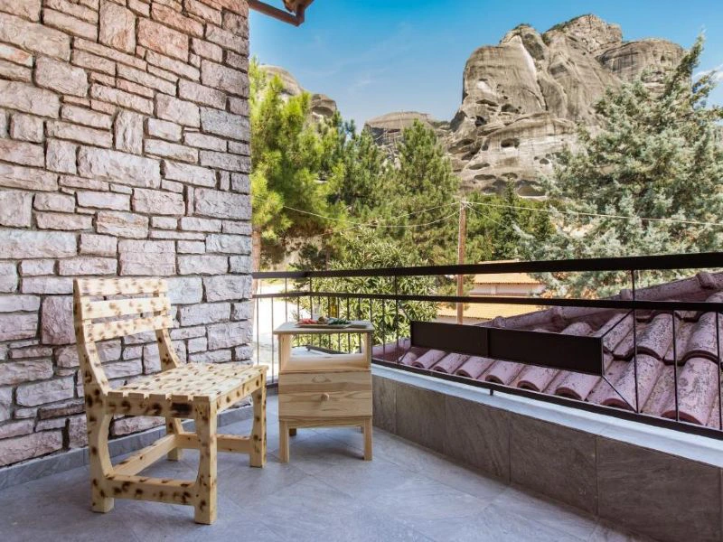 Terrasse der Unterkunft bei Meteora, Griechenland