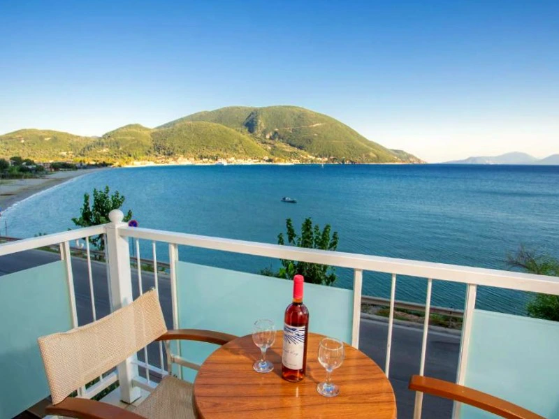 Balkon der Unterkunft auf Lefkada, Griechenland