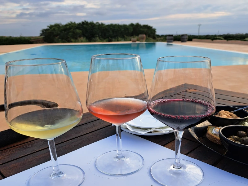 Wein am Pool in Italien