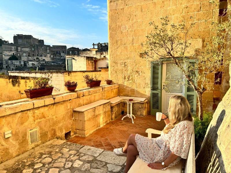 Terrasse im Hotel in Matera