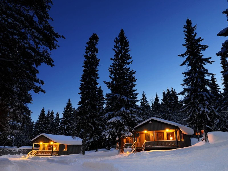 Blockhütten bei Lulea, Lappland