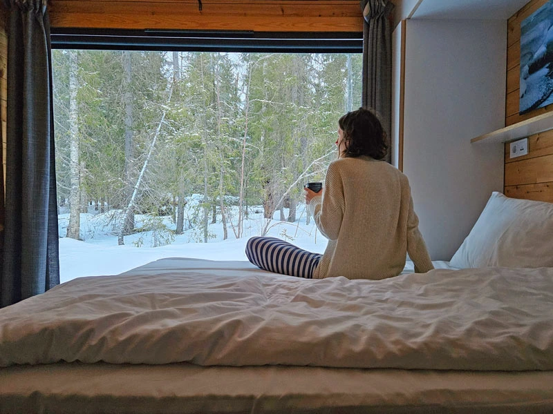 Blick aus dem Zimmer in Lappland