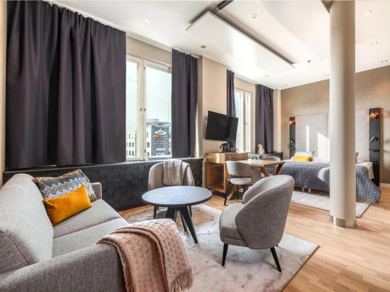 Blick in eine Hotelzimmer in Rovaniemi, Lappland