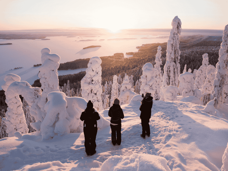 Spazieren im Schnee, Vuokatti, Lappland