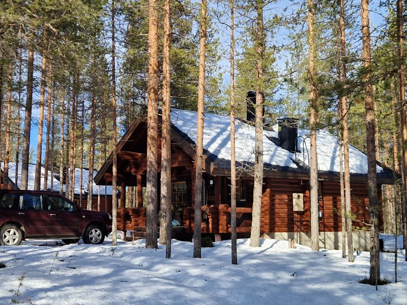 Baume und Hütte in Ruka