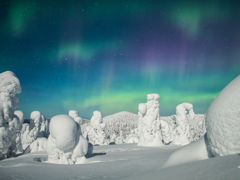 Nordlichter beim Schneeschuhwandern