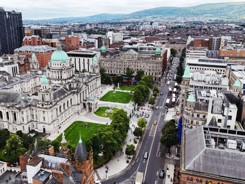 Innenstadt von Belfast Luftaufnahme