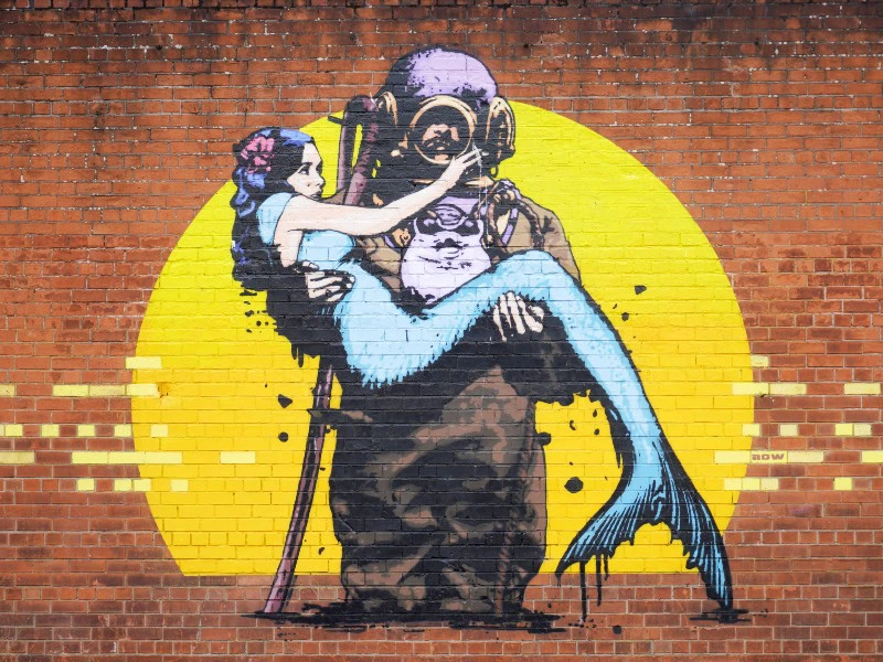 Wandmalerei in den Straßen von Belfast.