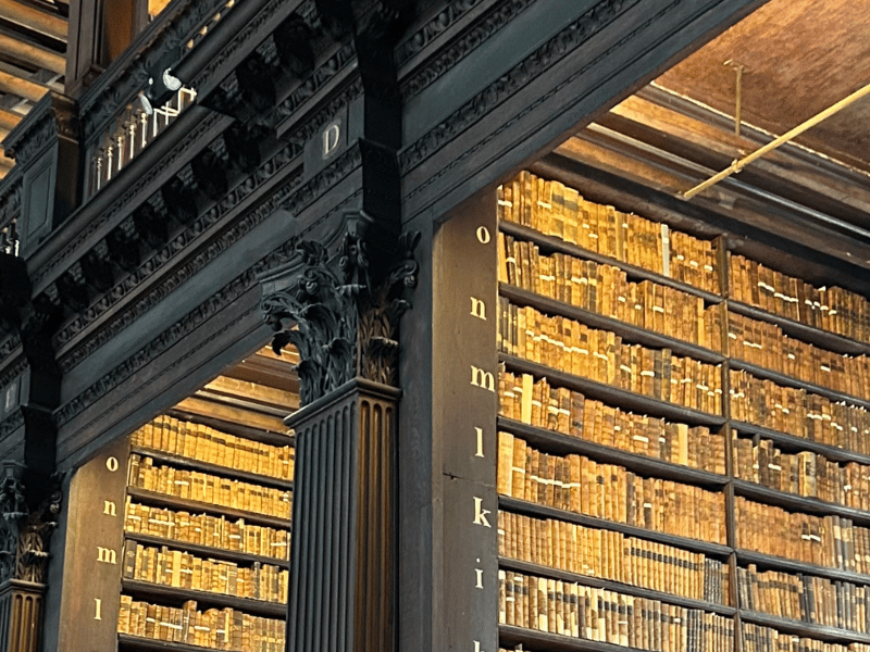 Antike Bücher in Holzregalen