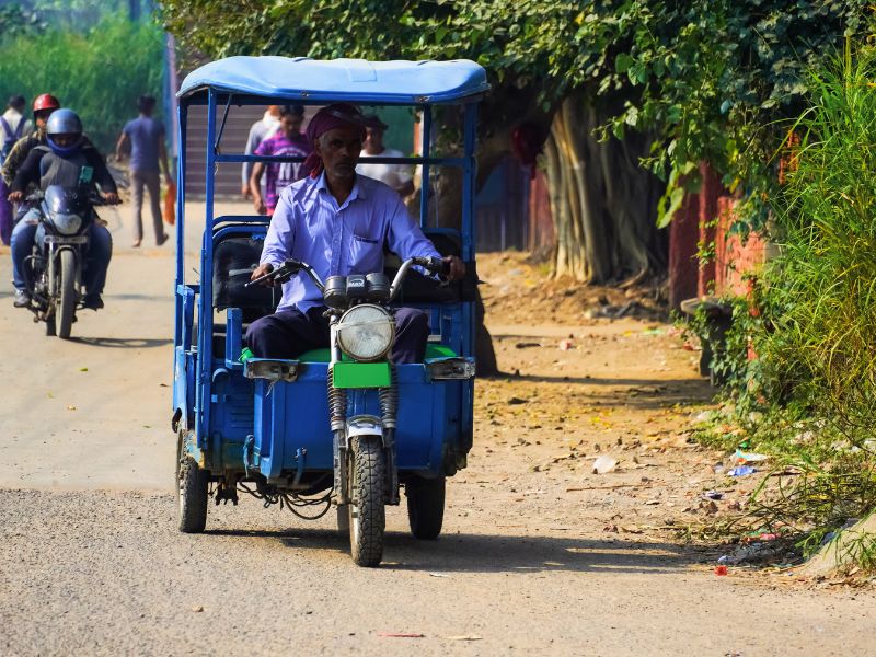 Elektrische Rikscha in Delhi, Indien