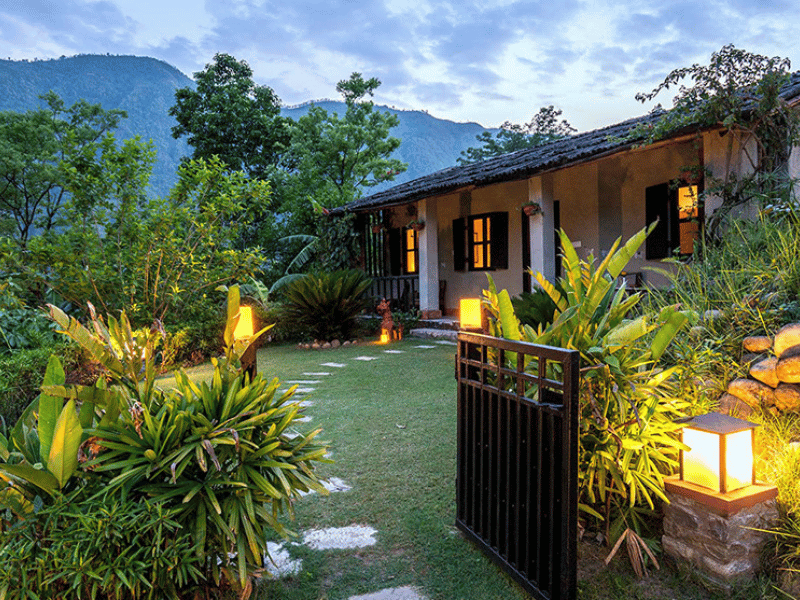 Hotelgarten in Bandipur in Nepal