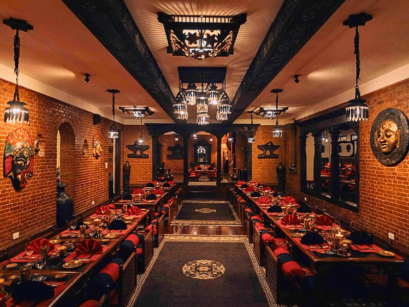 Restaurant im stilvollen Hotel in Kathmandu, Nepal