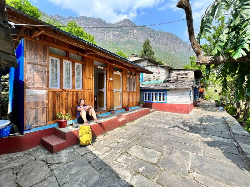 Hütte beim Trekking in Nepal