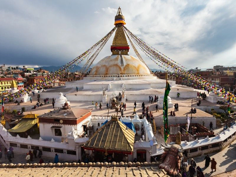 Gebetsfahnen an dem Boudhanath-Stupa