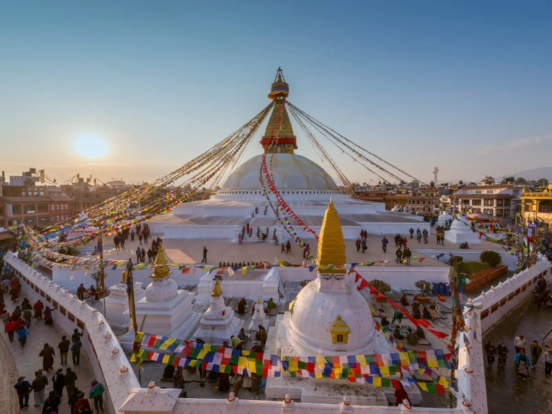 Gebetsfahnen an dem Boudhanath-Stupa