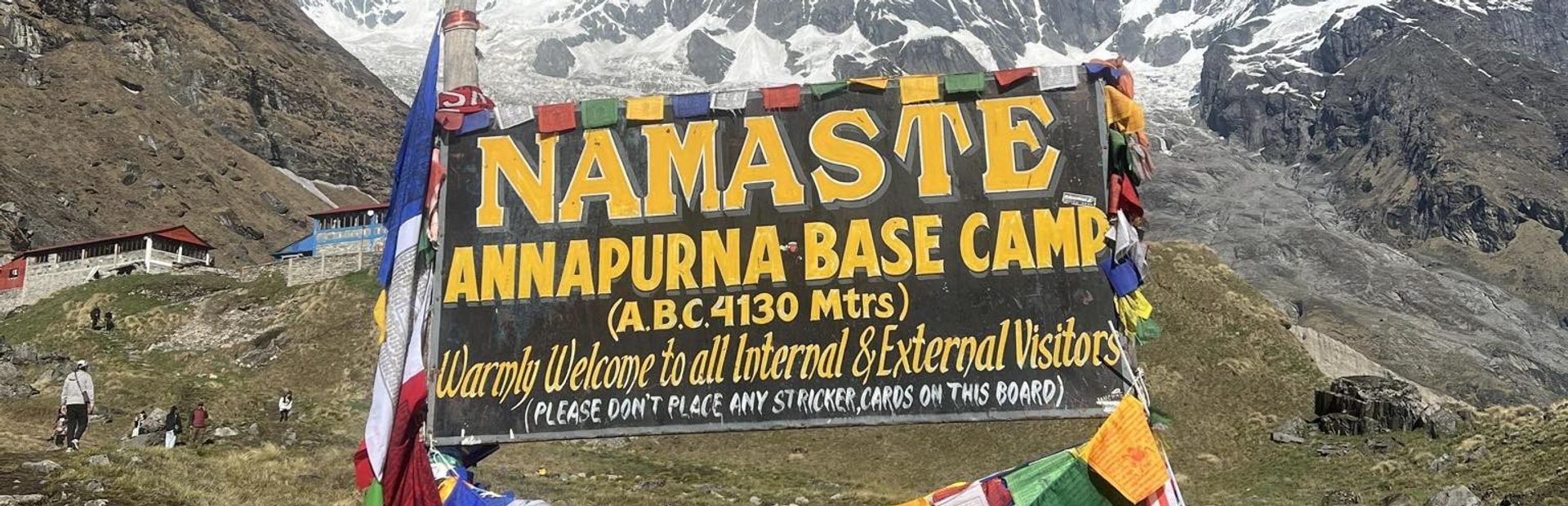 Schild am Annapurna Base Camp in Nepal