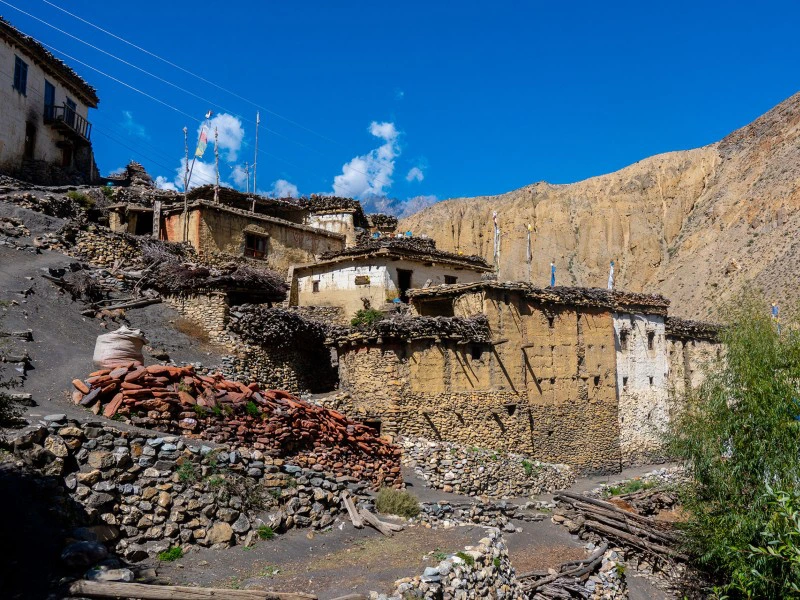 Das Dorf Lubra in Upper Mustang, Nepal