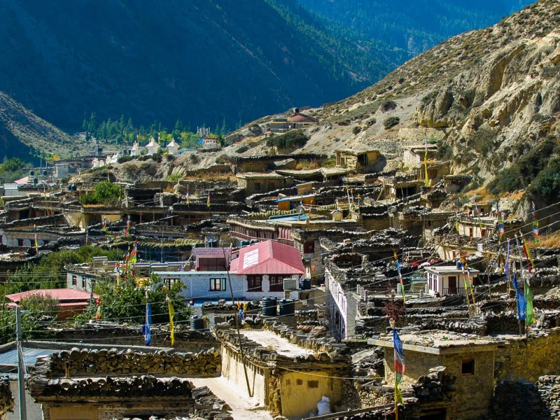 Häuser in Marpha im Upper Mustang in Nepal