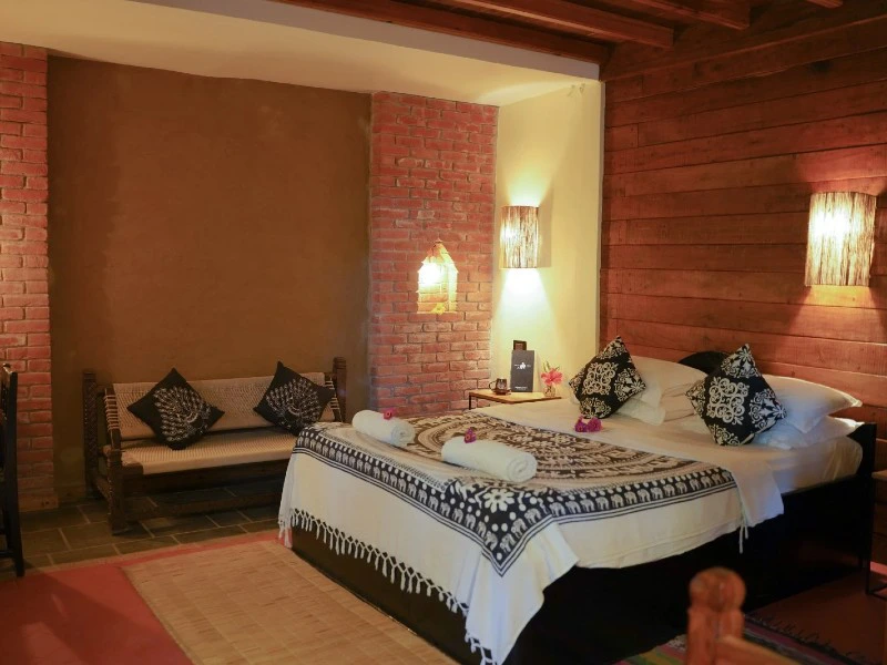 Zimmer der Lodge im Chitwan Nationalpark in Nepal
