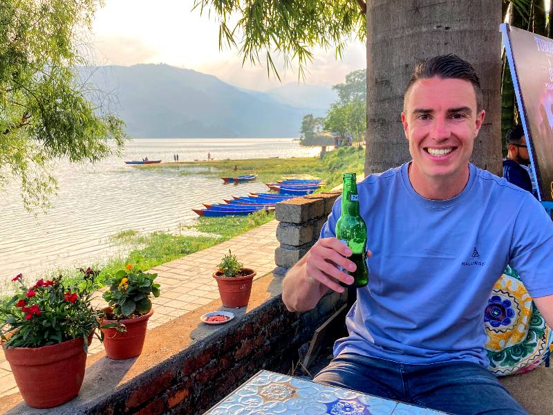 Tourist in Restaurant in Pokhara