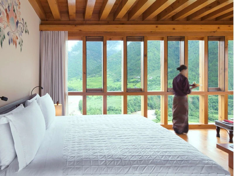 Zimmer im stilvollen Hotel in Punakha, Bhutan