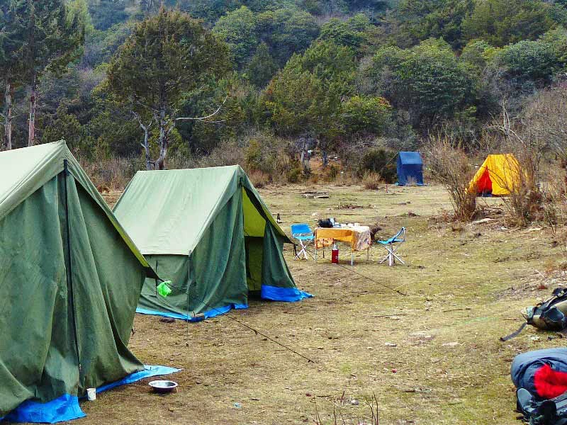 Bumthang Owl Trekking Zeltlager Bhutan Reise