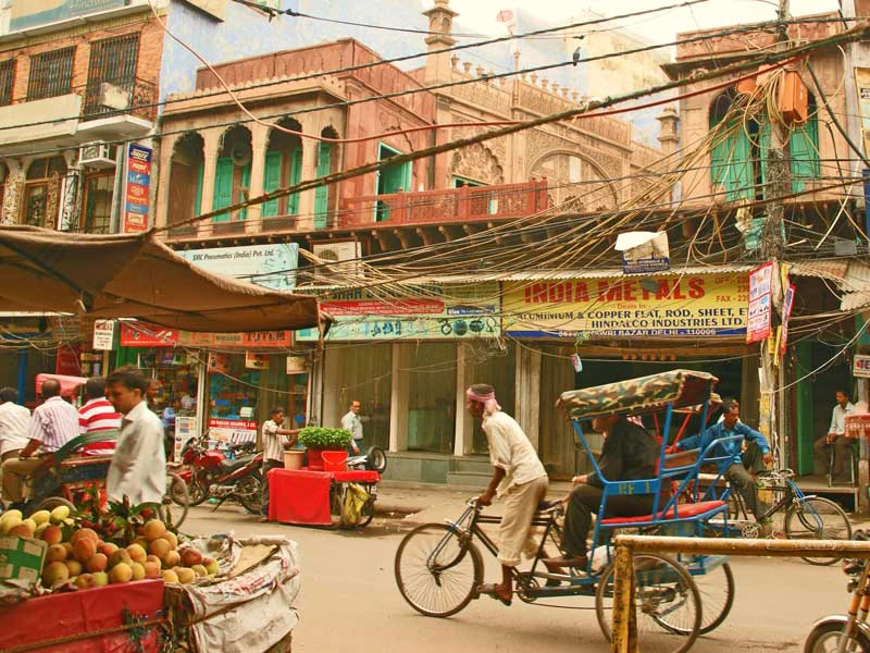 Mit dem Fahrrad durch die Altstadt von Delhi