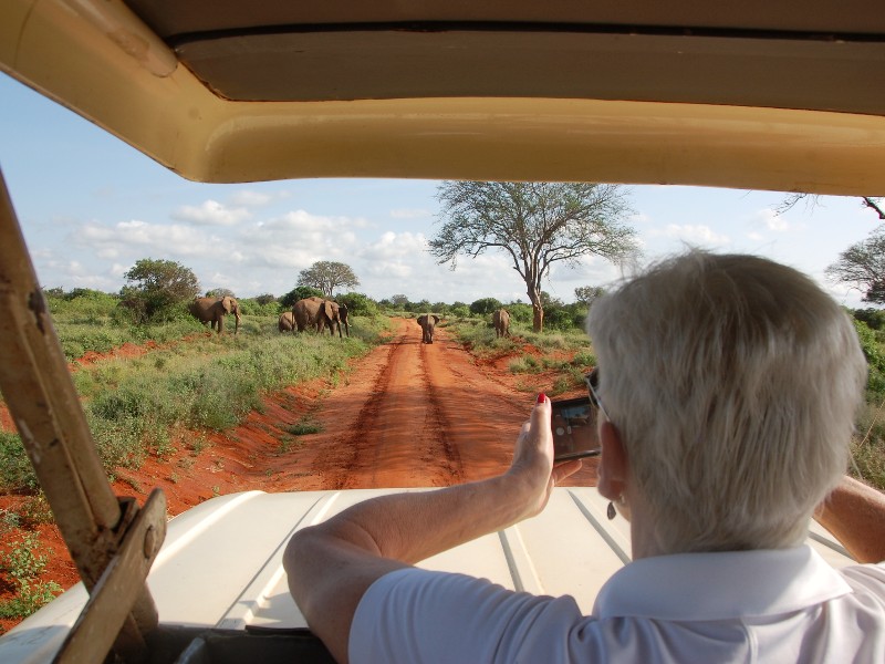 Reisende auf Safari in Tsavo Ost, Kenia