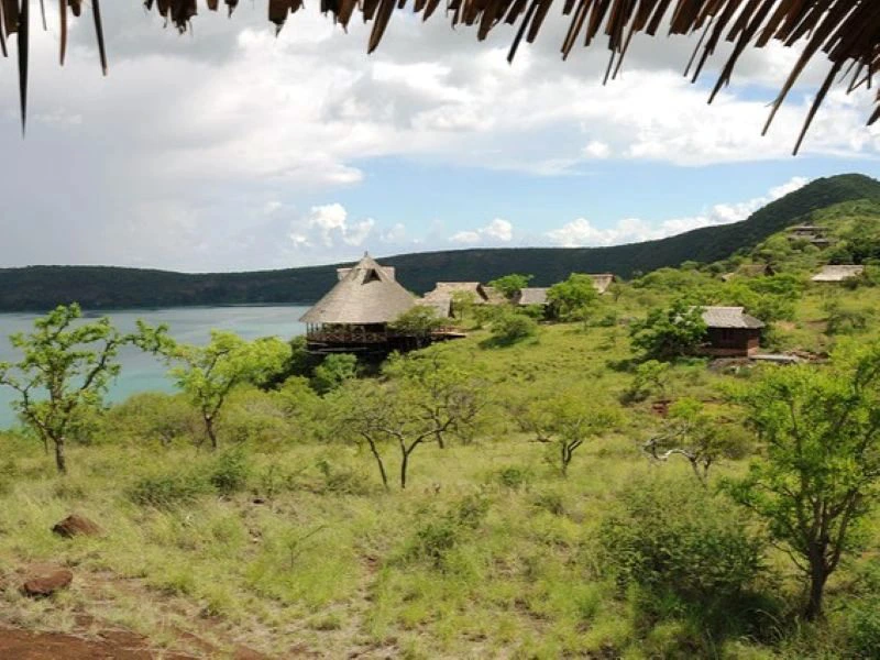 Ausblick auf die Safarilodge am Chala-See Tansania