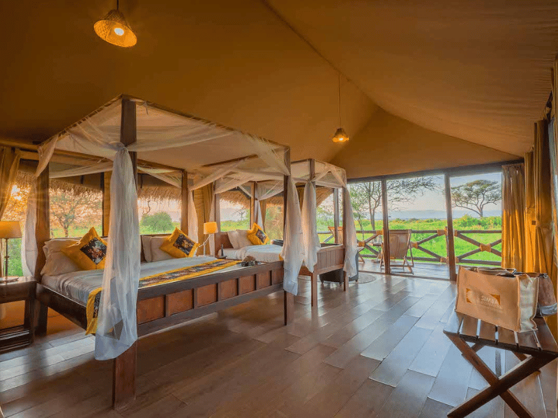 Bett in Lodge in Karatu Tansania