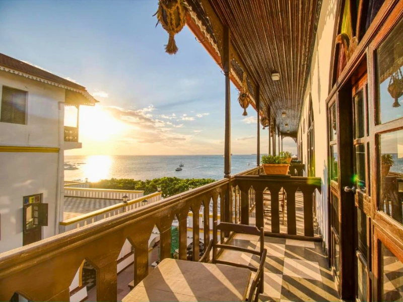 Ausblick vom Balkon in Stone Stown, Sansibar Tansania