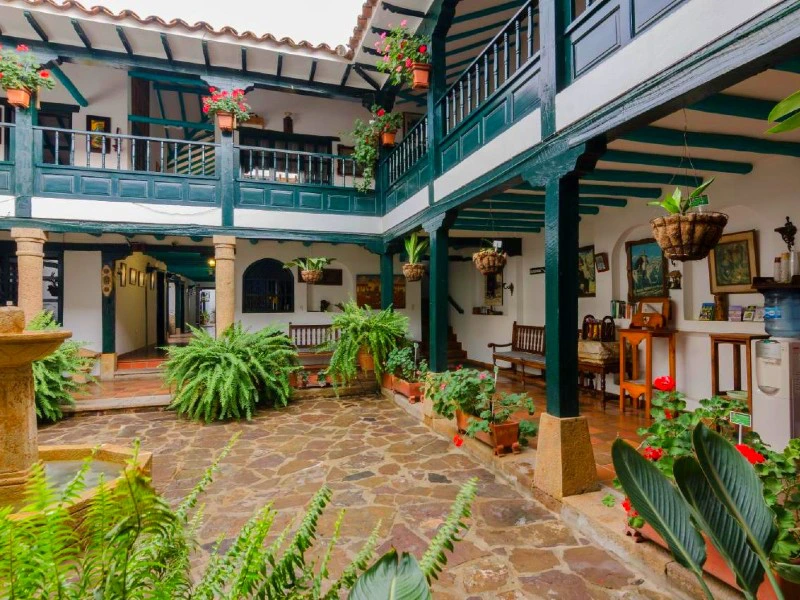 Patio im Hotel in Villa de Leyva in Kolumbien