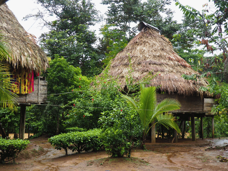 Haeuser auf Panama Rundreise - Embera Ureinwohner