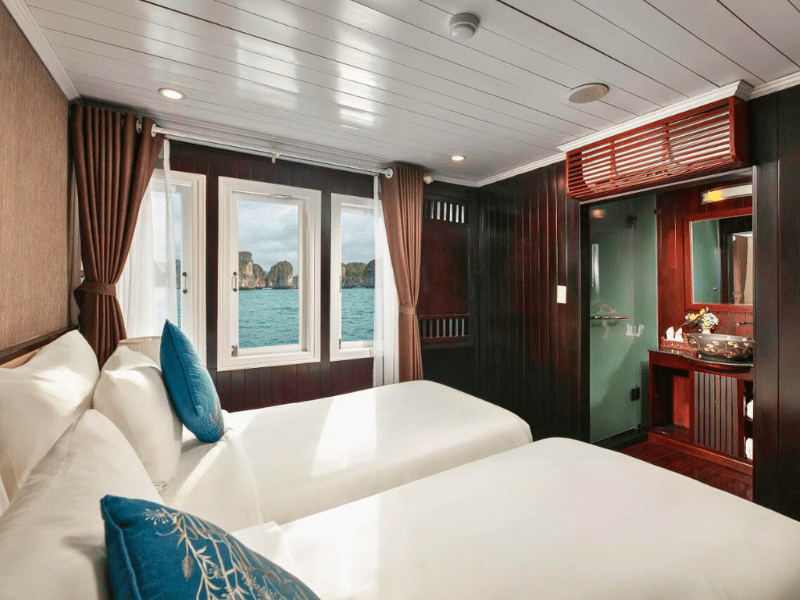 Zimmer auf dem Boot in der Halong Bucht in Vietnam