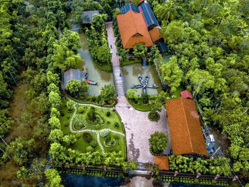 Rustikale Lodge am Mekong in Vietnam