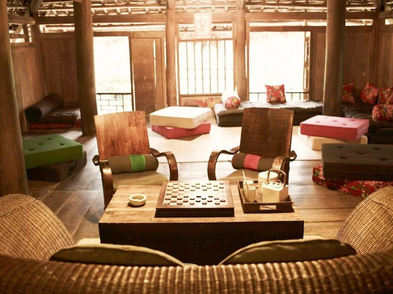 Lobby in der Ecolodge in Pu Luong in Vietnam