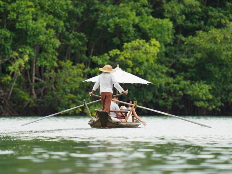 Gondel in den Kanälen des Mangrovenwaldes auf Koh Chang in Thailand