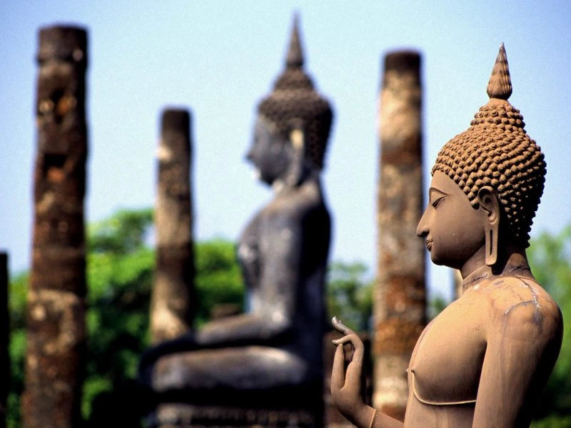 Buddhas in Sukhothai in Thailand
