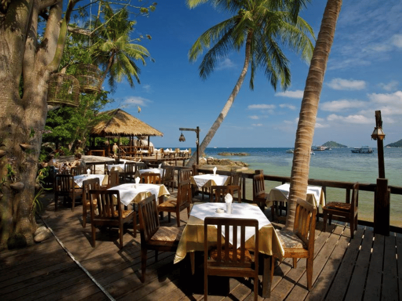 Hotelrestaurant im Freien auf Koh Tao Thailand