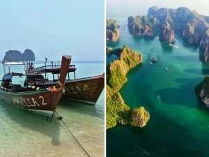 Longtailboote in Thailand und die Halong Bucht in Vietnam