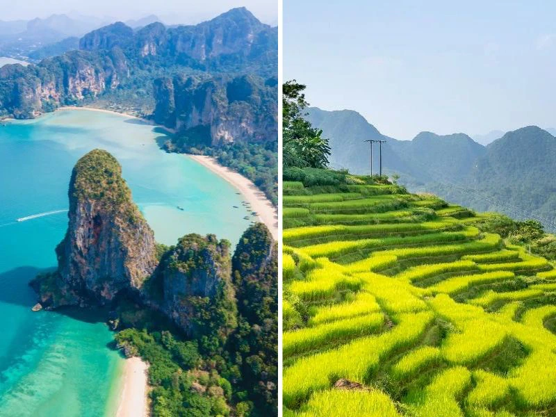Typische Landschaften in Thailand und Vietnam