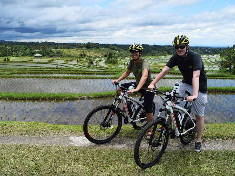 Mit dem Fahrrad entlang der Reisterrassen von Jatiluwih